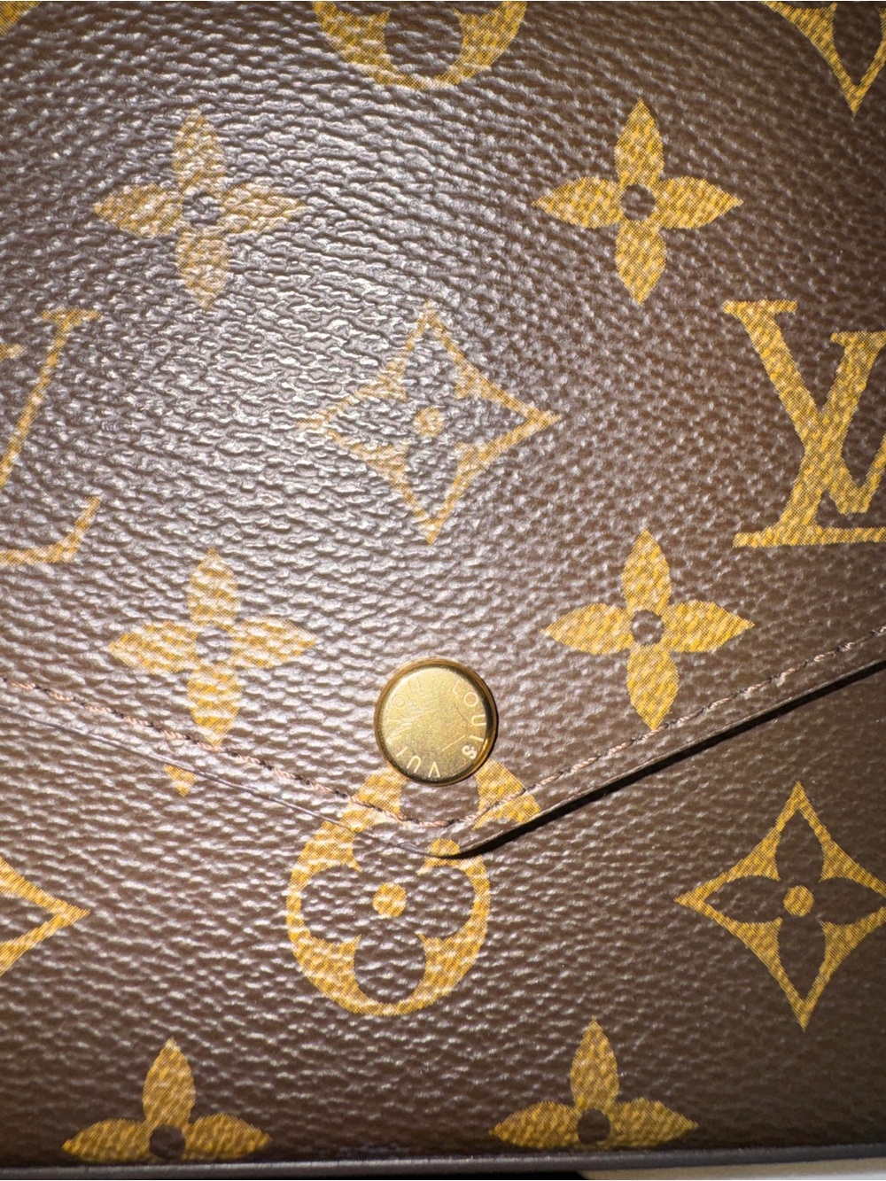 Inspire Brown Monogram Crossbody Wallet with Gold Chain and Burgundy Interior - Picture 12 of 13